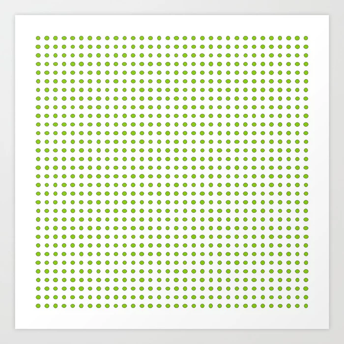 A product photo of a square art print on paper, filled with illustrations of 1024 yellow limes.