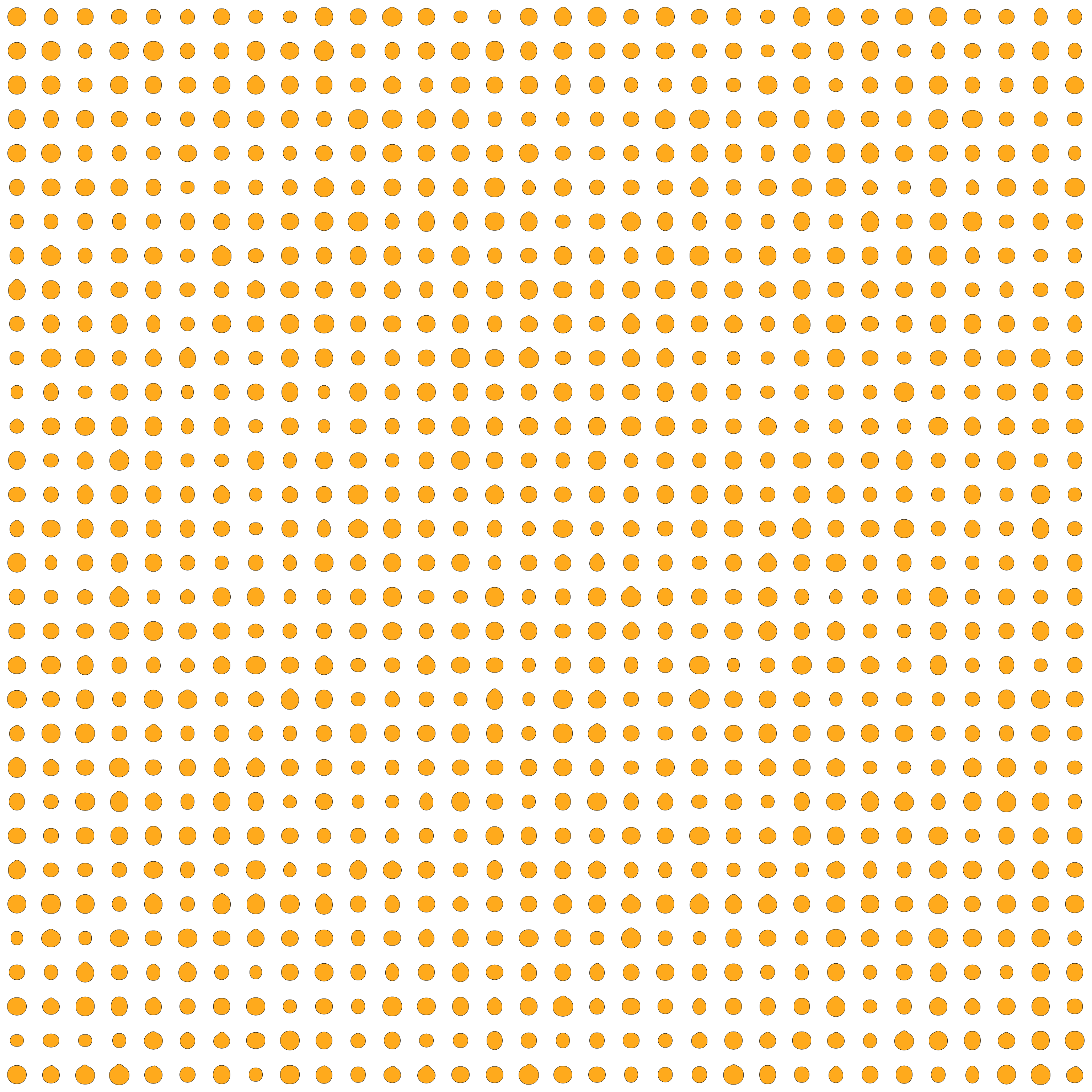 A grid of small illustrations of orange oranges.