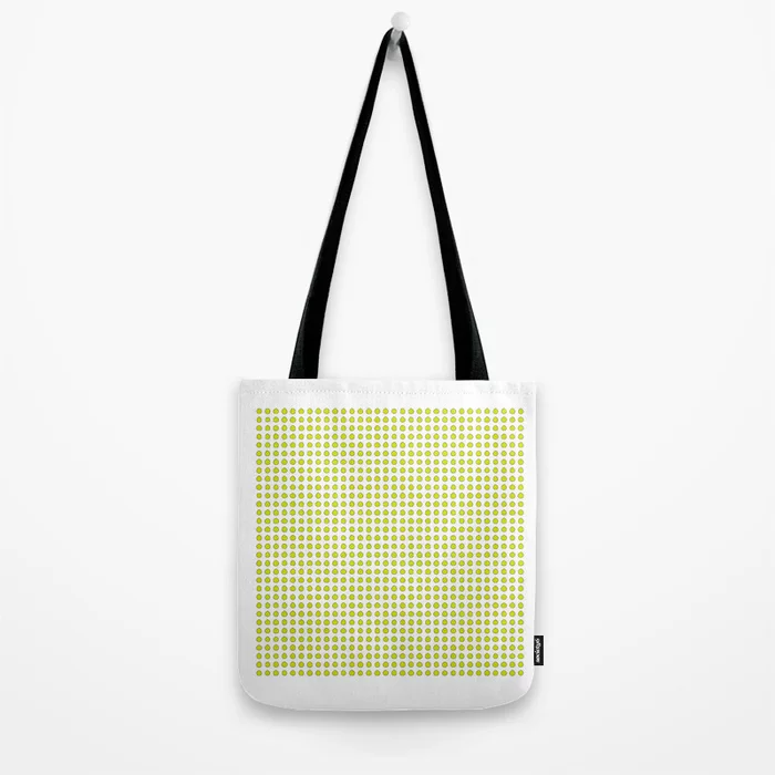 A product photo of a cotton totebag, filled with illustrations of 1024 yellow pomelos.